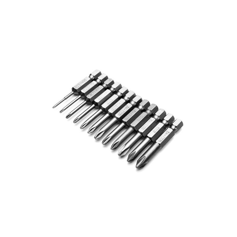 12pcs 50mm 1/4 Inch Hex Shank Magnetic Phillips Cross-Screwdriver Bits