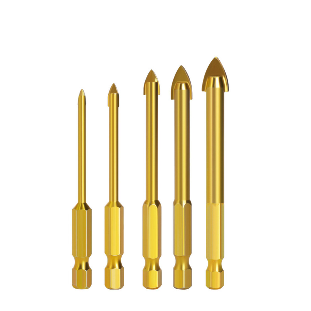 (5Pcs(3/4/6/8/10Mm)) Alloy Triangle Drill Set Ceramic Tile Glass Hole Opener Reaming Hexagonal Shank Slot Drill Bit 6112211923550