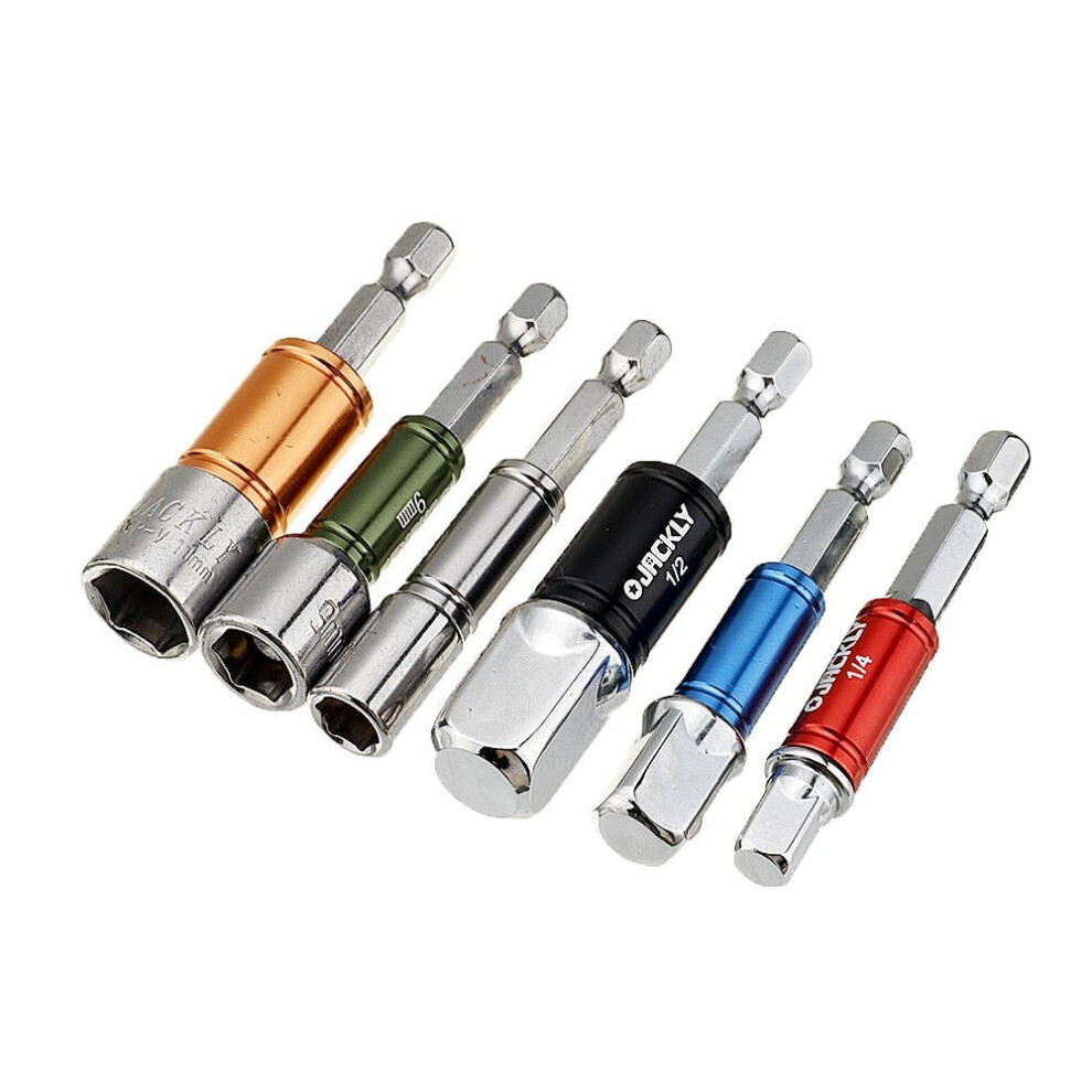 6Pcs Hex Shank Screwdriver Bit Adapter And Sleeve Screwdriver Driver Socket Set 6112211910574