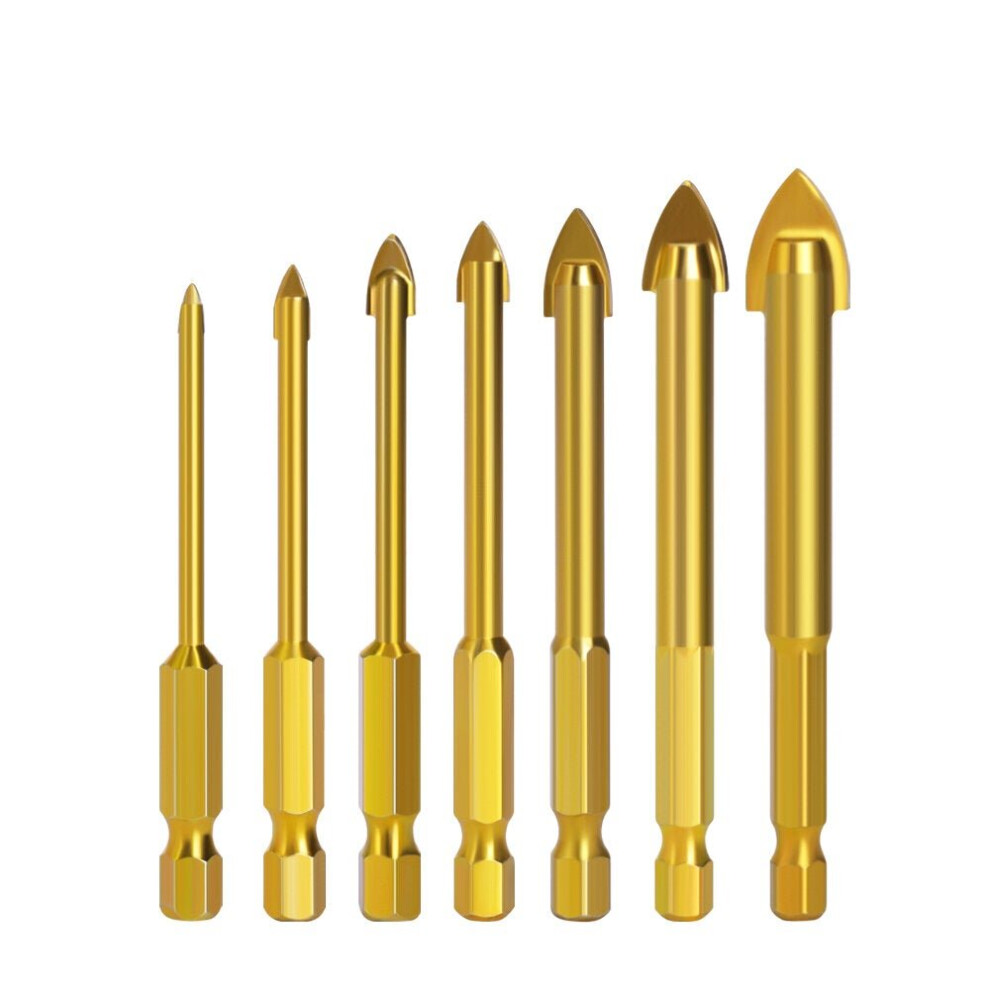 (7pcs(3/4/5/6/8/10/12mm)) Alloy Triangle Drill Set Ceramic Tile Glass Hole Opener Reaming Hexagonal Shank Slot Drill Bit