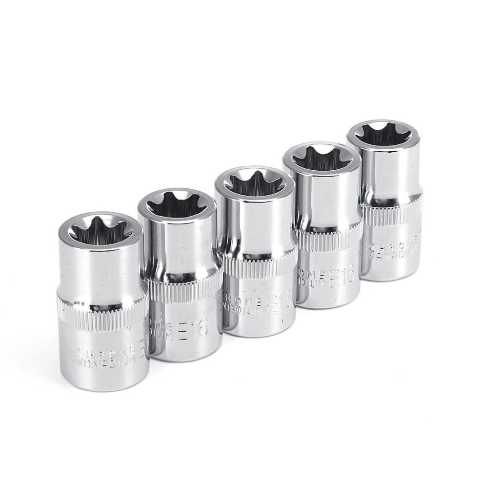 (E12) 5PCS 1/2 Inch Socket Wrench Kit E10-E24 Plum Blossom Bolt Auto Repair Sleeve Set