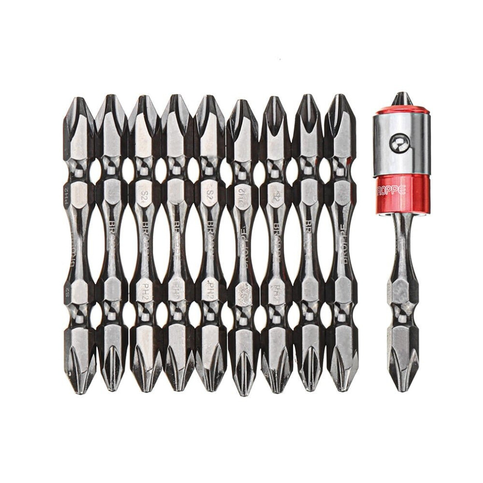 11Pcs 65mm PH2 S2 Alloy Steel Magnetic Double Head Electric Screwdriver Bit Set with B Type Magnetic Ring