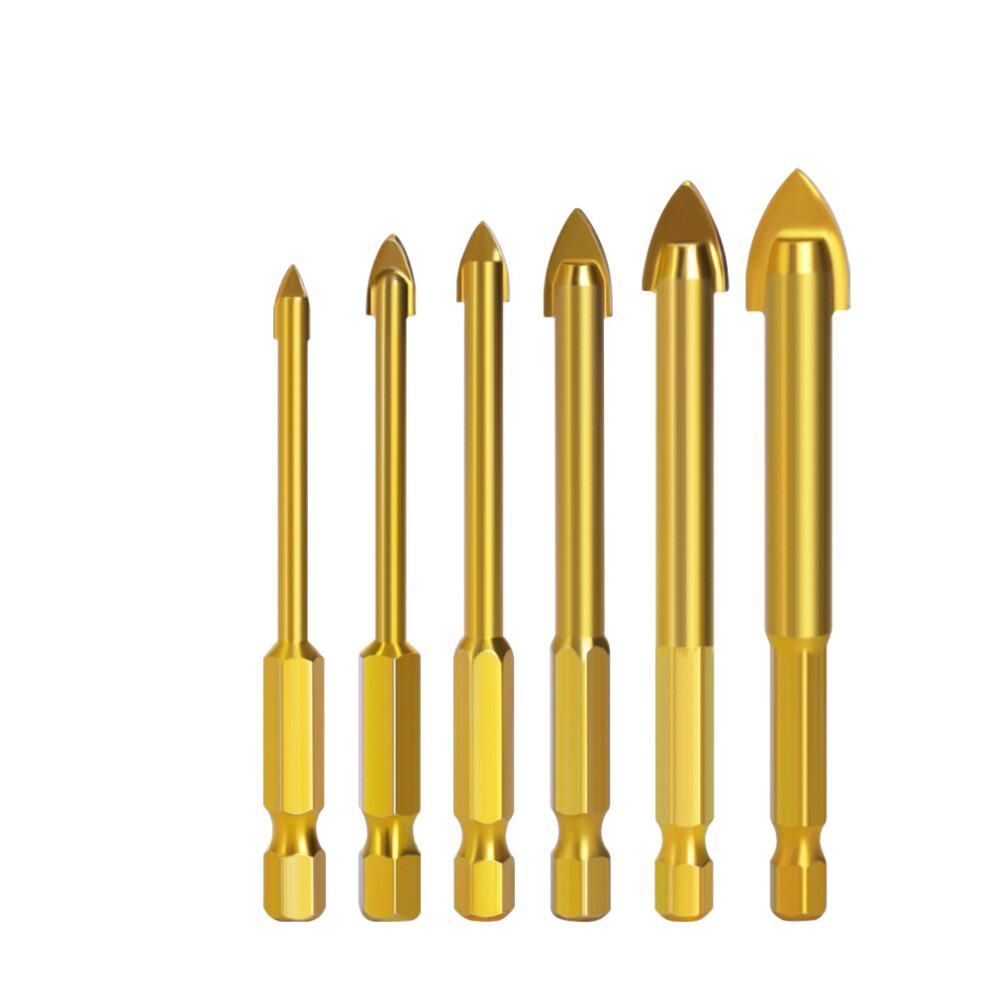 (6pcs(4/5/6/8/10/12mm)) Alloy Triangle Drill Set Ceramic Tile Glass Hole Opener Reaming Hexagonal Shank Slot Drill Bit