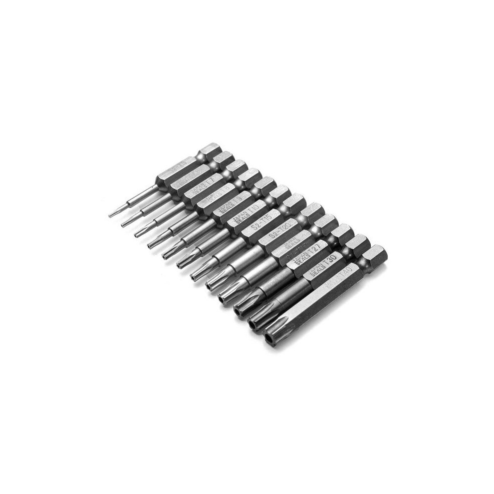 12Pcs 1/4 Inch 50Mm*T5-T40 Magnetic Torx Screwdriver Bits Set 3654659277206