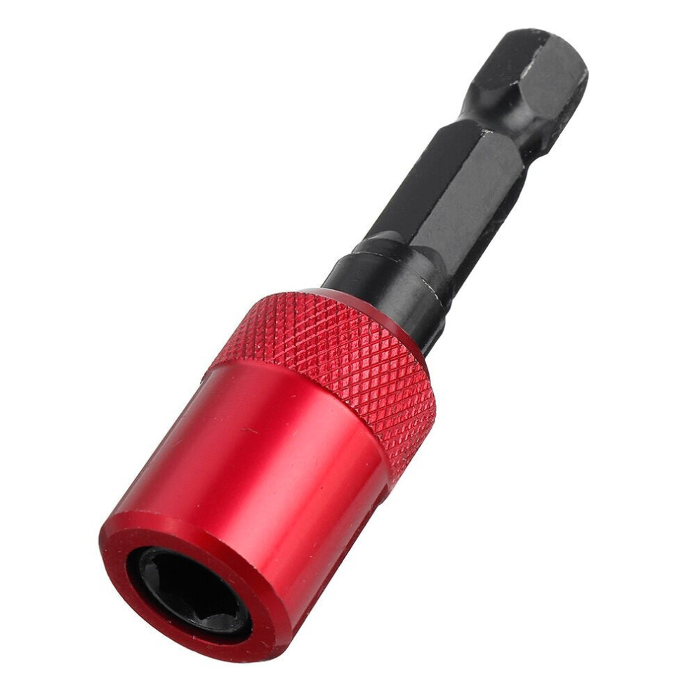 (Red) 60mm Conversion Bit Extension Rod Electric Screwdriver Lengthened Quick Release Self-locking Extension Rod