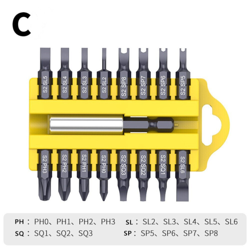 (4 gaten) 1/4 Inch Hex Shank 17 In 1 Screwdriver Bits Alloy Steel Connecting Rod Cross Slotted Hexagon Socket Screwdriver Bit Set