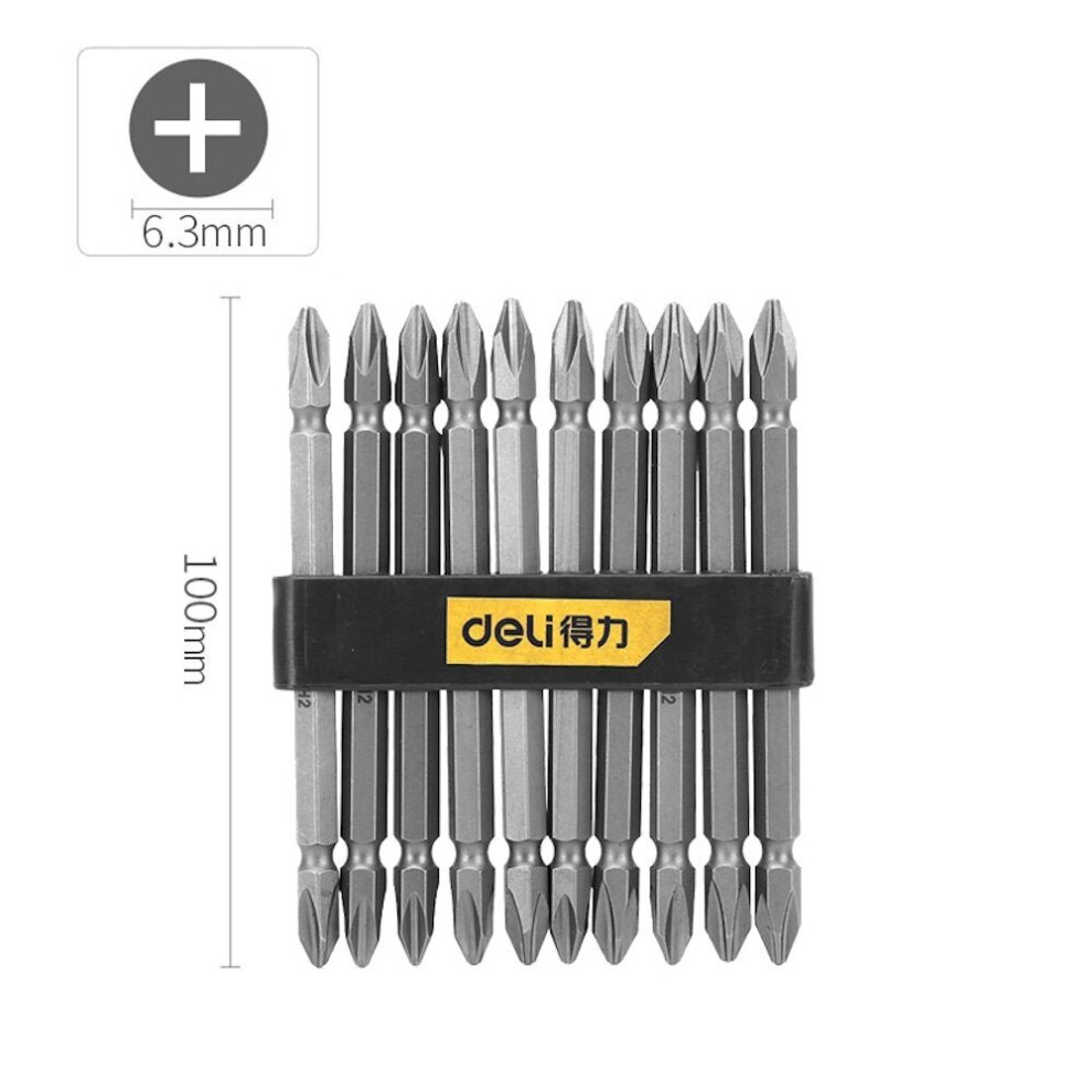 (100mm) 10Pcs 6.3mm Series Screwdriver Bits S2 Alloy Steel Bit With Strong Magnetism