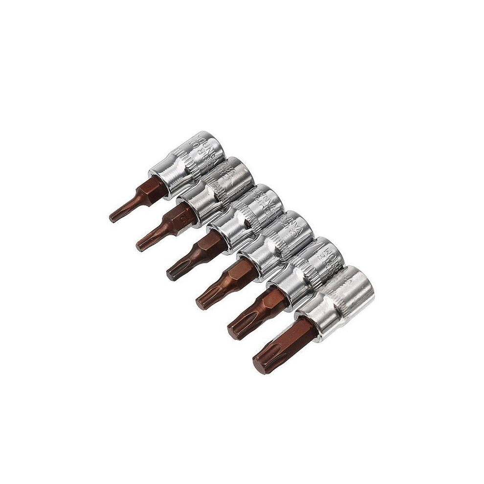 (#4Â Â  Â TorxÂ (T10, T15, T20, T25, T30, T40)) 1/4 Inch Drive Sockets Set S2 Alloy Metric Screwdriver Bit Sockets Hex/Slotted/Phillips/Pozi/Torx