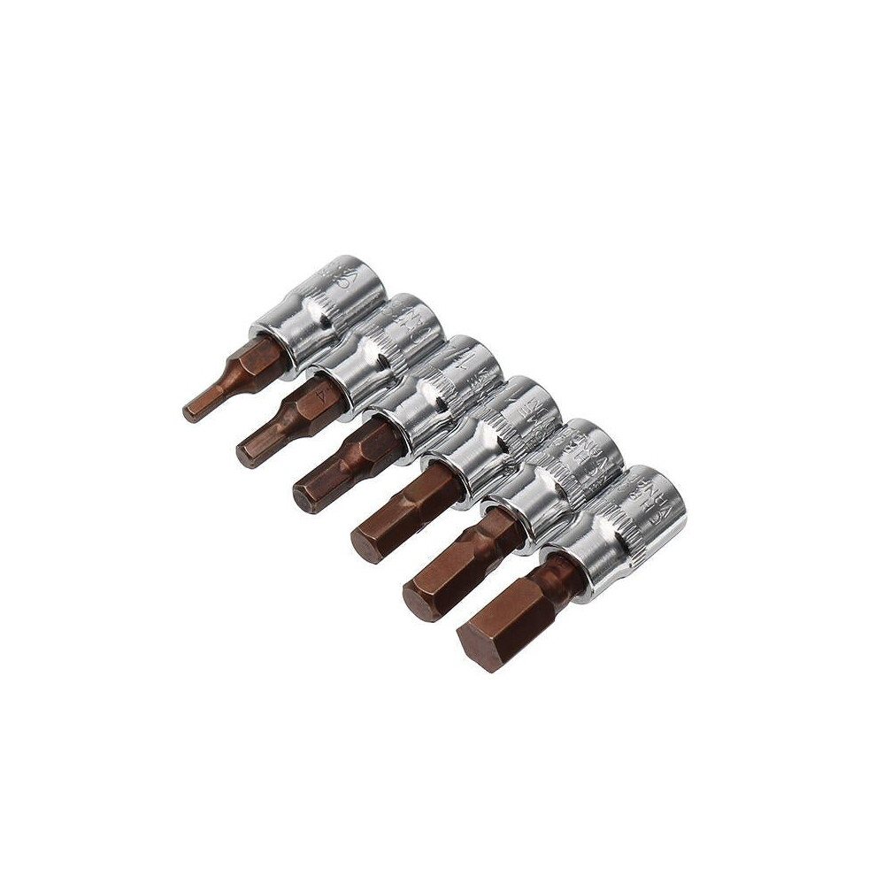 (#5Â Â  Â HexÂ (H3,H4, H5, H6, H7, H8)) 1/4 Inch Drive Sockets Set S2 Alloy Metric Screwdriver Bit Sockets Hex/Slotted/Phillips/Pozi/Torx