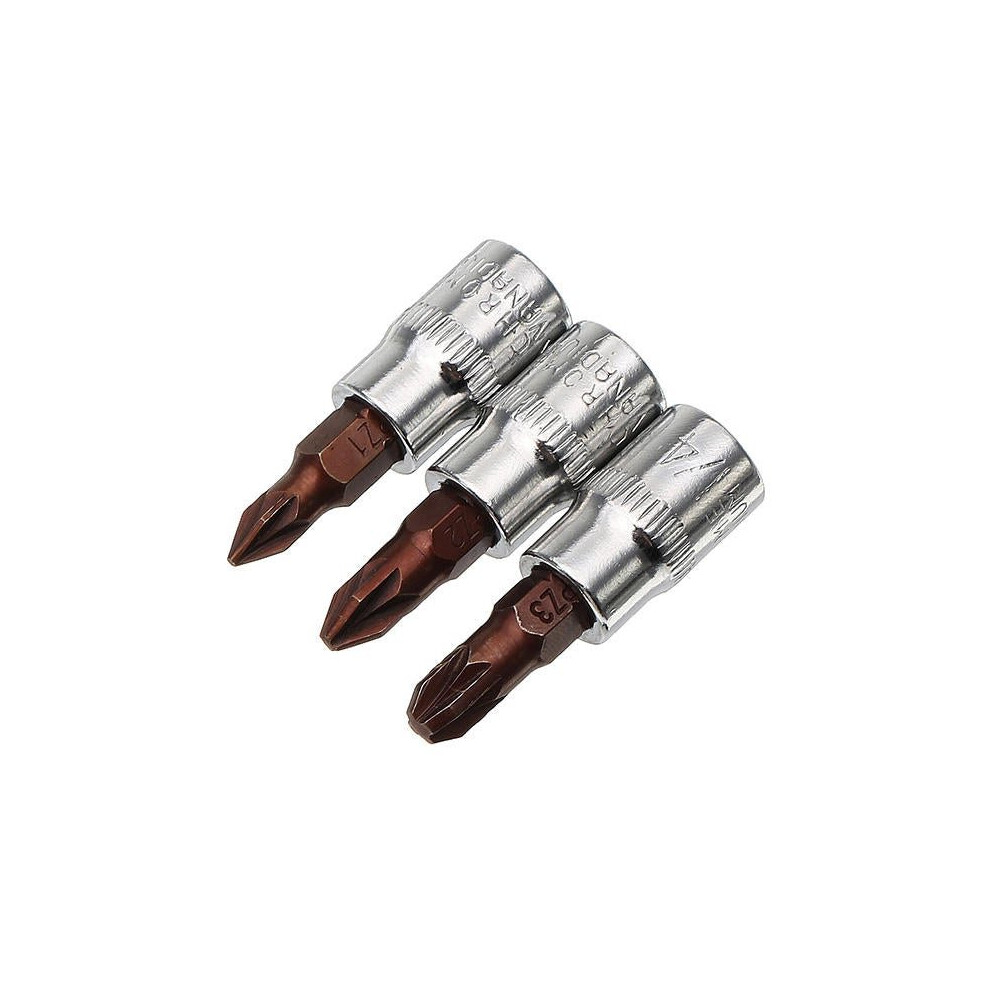 (#1Â Â  Â Pozi (PZ1, PZ2, PZ3)) 1/4 Inch Drive Sockets Set S2 Alloy Metric Screwdriver Bit Sockets Hex/Slotted/Phillips/Pozi/Torx