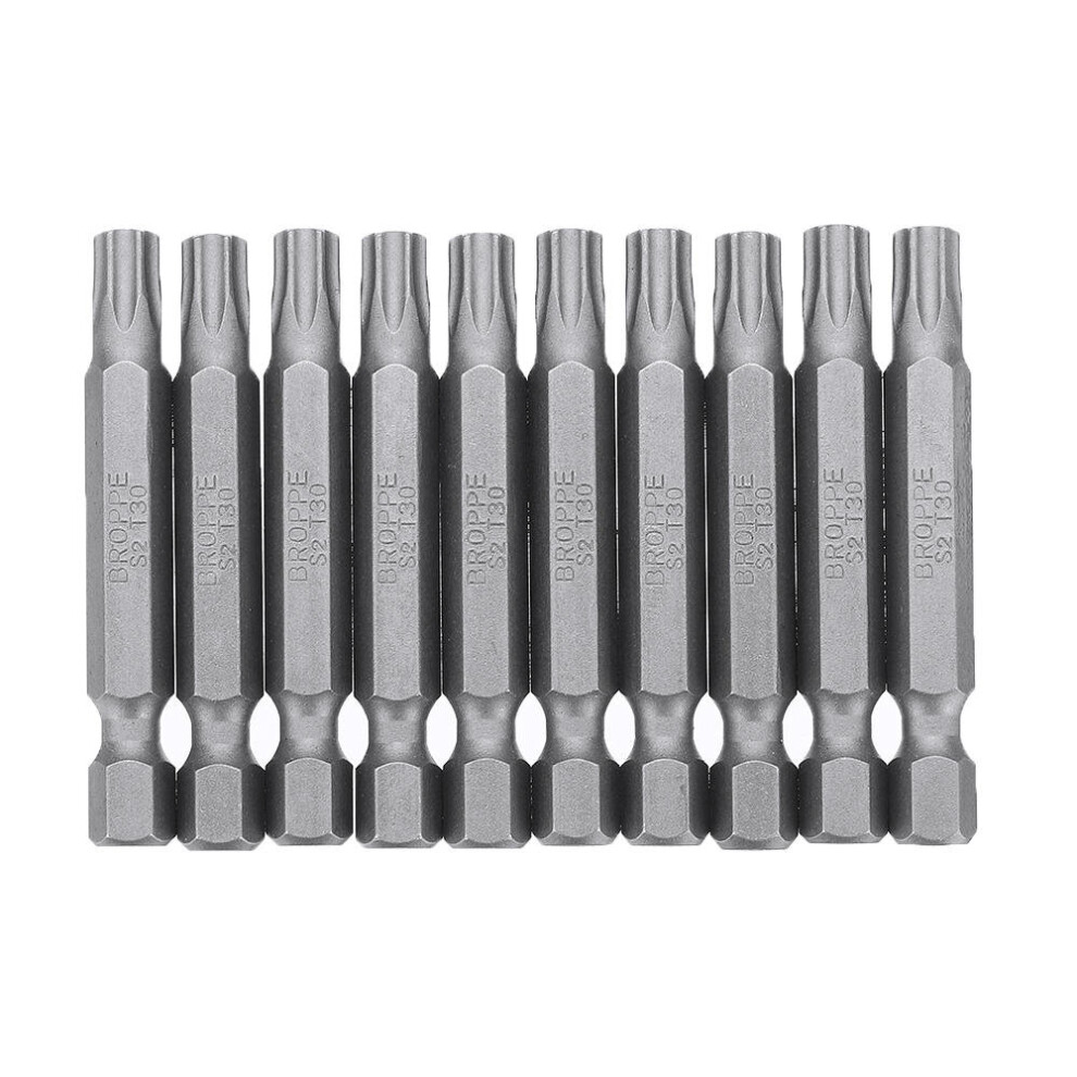 (T30) 10Pcs Magnetic Torx Screwdriver Bits T5/T6/T7/T8/T9/T10/T15/T20/T25/T27/T30/T40 1/4 Inch Hex Shank Screwdriver Set for Bosch