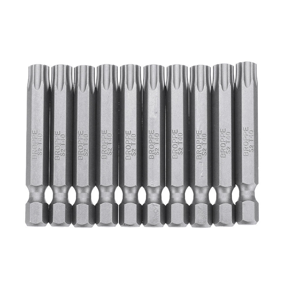 (T40) 10Pcs Magnetic Torx Screwdriver Bits T5/T6/T7/T8/T9/T10/T15/T20/T25/T27/T30/T40 1/4 Inch Hex Shank Screwdriver Set for Bosch