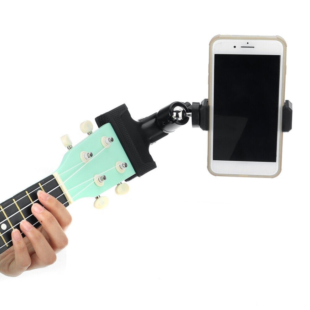 Greenzech Black Guitar Head Clip Mobile Phone Holder Live Broadcast Bracket Stand Tripod Clip Head For Iphone Support Desktop Music Holder