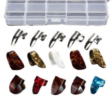 15pcs Multicolor Stainless Steel Celluloid Thumb Finger Guitar Picks With Case