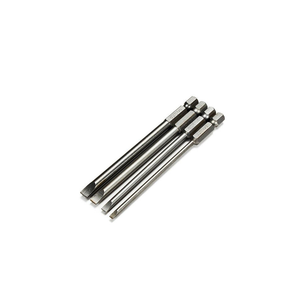 4pcs 100mm 3mm-6mm Magnetic Flat Head Slotted Tip Screwdrivers Bits 1/4 Inch Hex Shank