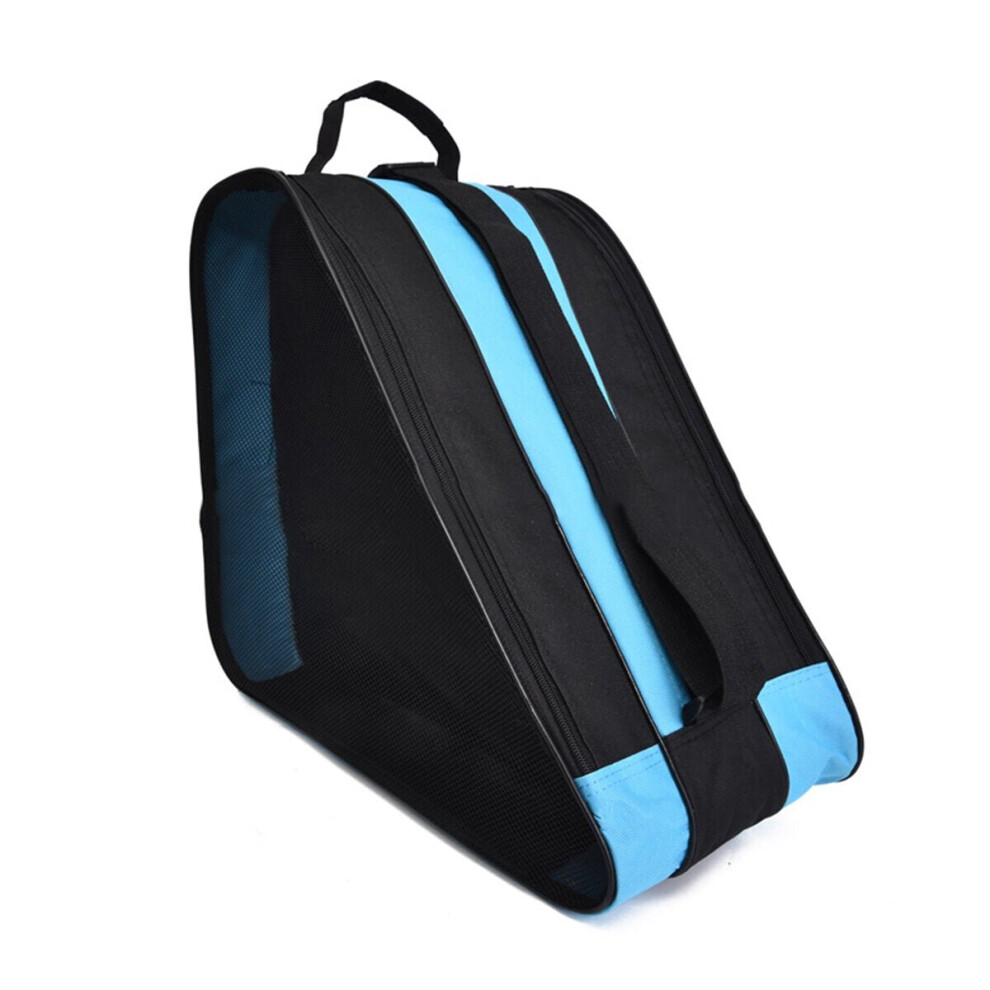 (Blue) Portable Ice Skate Bag Roller Skate Carry Bag Adjust Shoulder Strap Carry Case