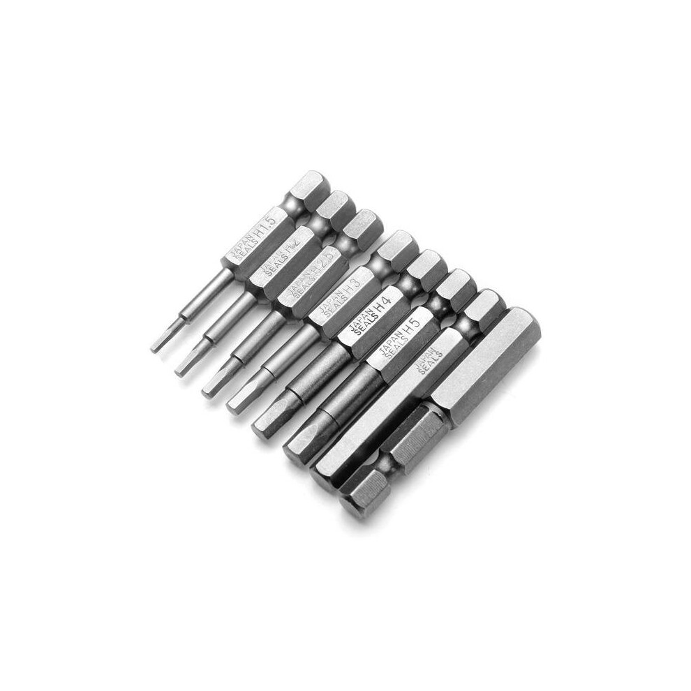 8pcs 50mm 1/4 Inch Hex Shank Magnetic Hex Head Screwdriver Bits