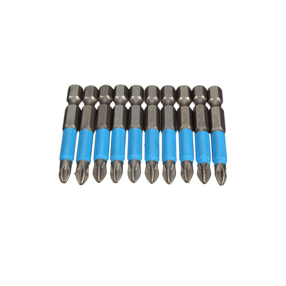 10pcs 50mm PH2 Screwdriver Bit Set Anti Slip Electric Magnetic Screwdriver