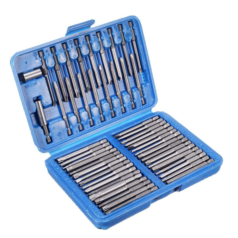 Long Section 50Pcs 1/4 Inch Hex Screwdriver Bit Repair Tools Kit Screw Head Chrome Vanadium Steel Extra Bit Set