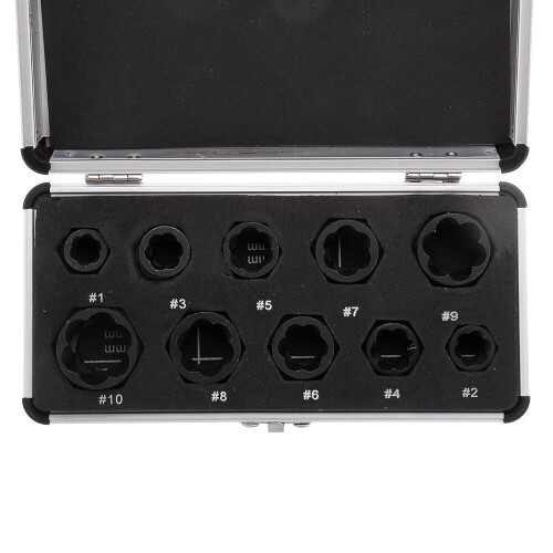 (1#:10 x Extractor) 10Pcs Impact Low Profile Damaged Bolt Nut Extractor Remover Socket Tool Set Bolt Nut Screw Removal Socket Wrench 1