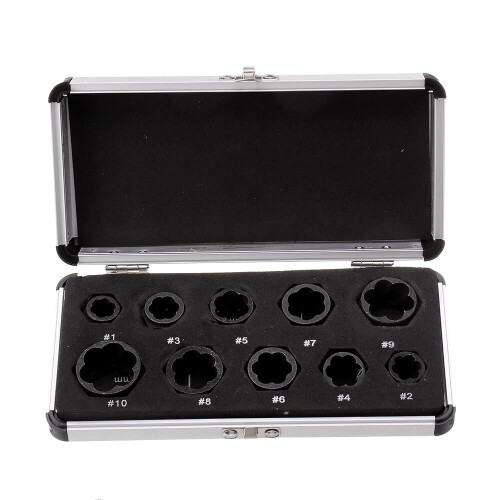 (1#:10 x Extractor) 10Pcs Impact Low Profile Damaged Bolt Nut Extractor Remover Socket Tool Set Bolt Nut Screw Removal Socket Wrench 2