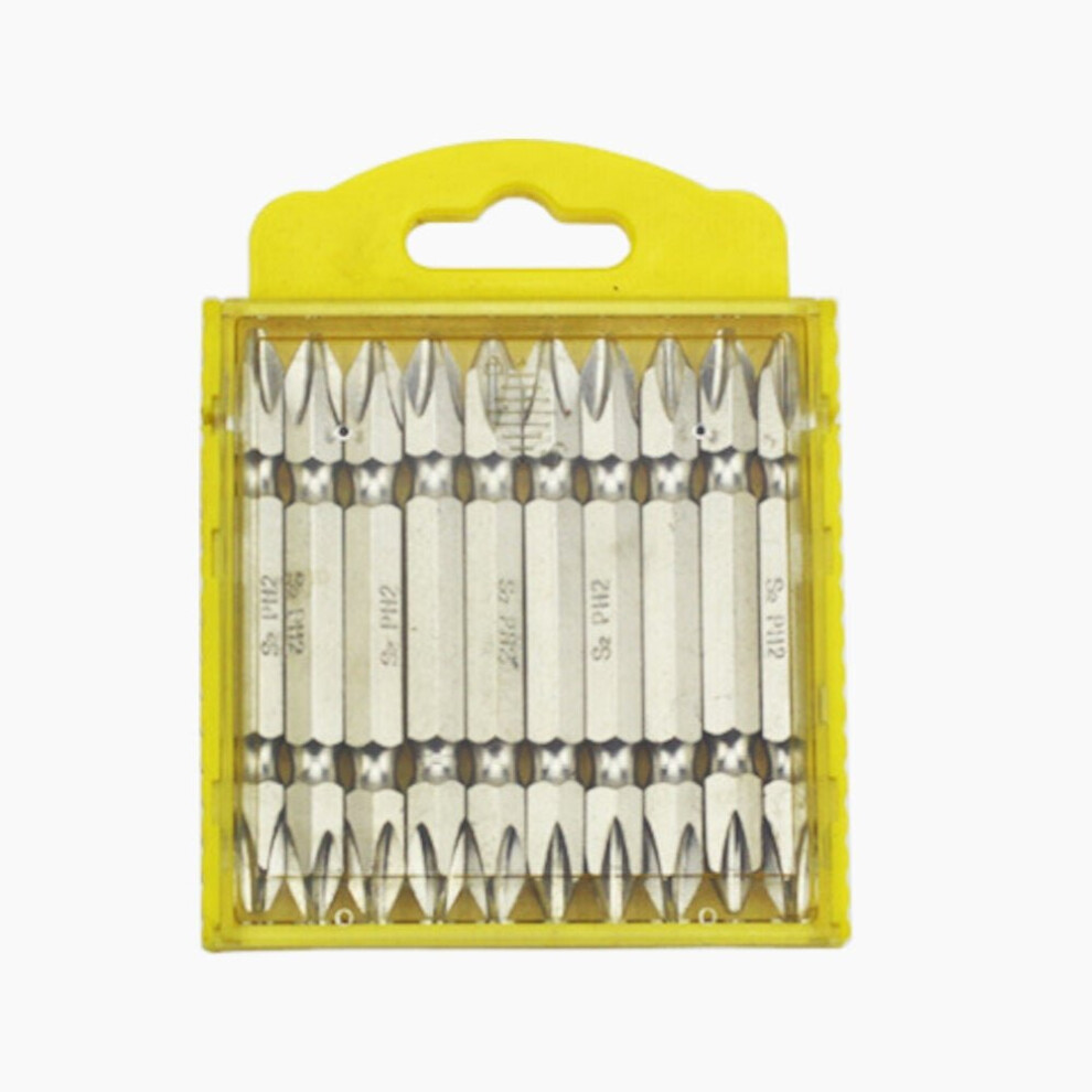 (E:â S2 Ph2 Screwdriver Bits 65Mm - Silver) 10Pcs 65/110Mm Ph2 Electric Screwdriver Bits S2 Alloy Steel Magnetic Double-Ended Cross Screwdriver Bits F 3654659301314