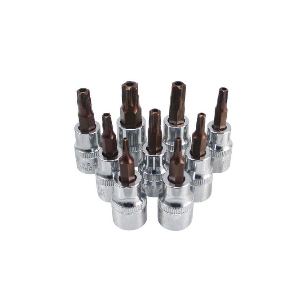 9Pcs 3/8 Inch Drive Sockets Set T10-T50 Five Angle Torx Screwdriver Bits Socket 3654659405784