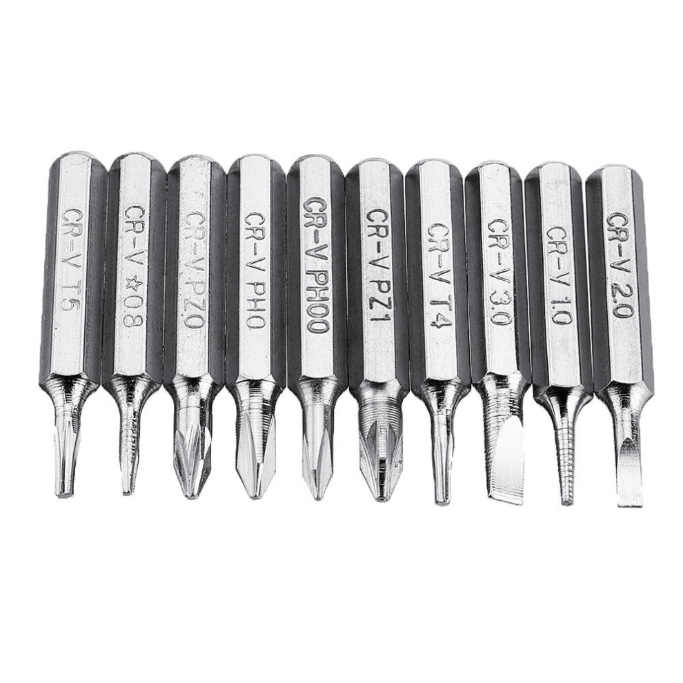 10pcs 4mm CR-V Screwdriver Bit Set Phillips Slotted Torx Batch Head Bit Mobile Phone Repair Tool