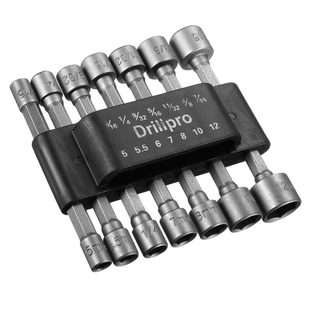 14Pcs 1/4 Inch Hex Shank Power Nut Driver Drill Bit Set Sae Metric Socket Wrench Screw Screwdriver 3654659277640