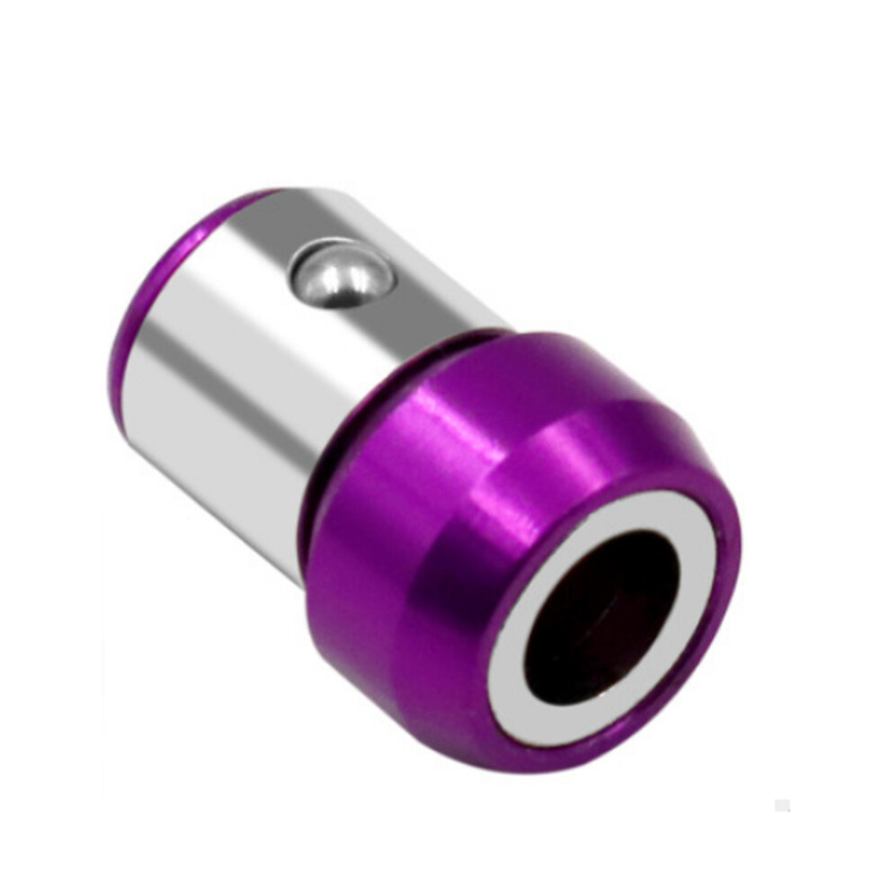 (Purple) Universal Magnetic Ring 6.35mm Screwdriver Bit Magnetic Ring Alloy Strong Magnetizer Screws Drill Bit