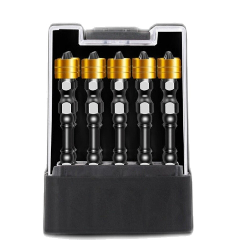 (Type C:65mm) 10Pcs S2 Alloy Steel Magnetic Cross Screwdriver Bit High Hardness Electric Strong Screwdriver Magnetic Ring Bit Set