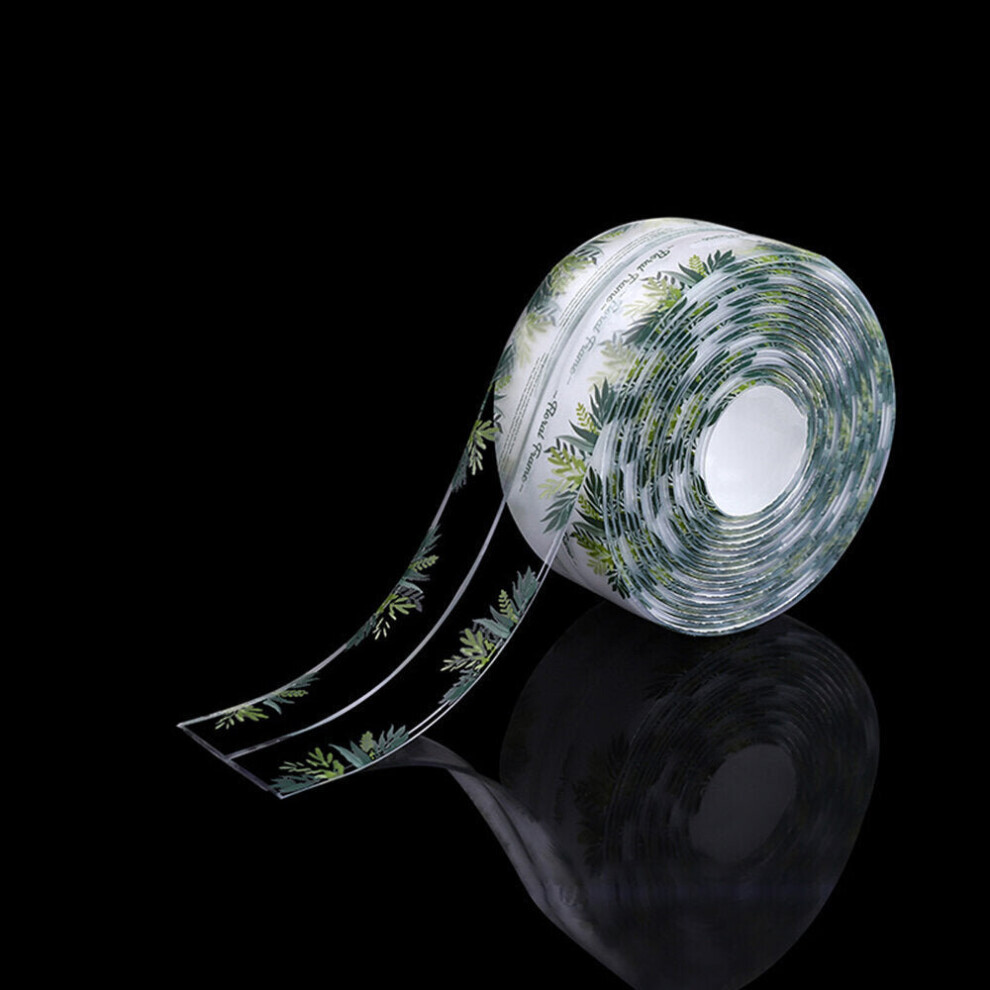 (Green) 3.2M Transparent Waterproof Sealing Strip Self-adhesive Tape Mildew Proof Tape for Kitchen Bathroom Toilet Wall Corner