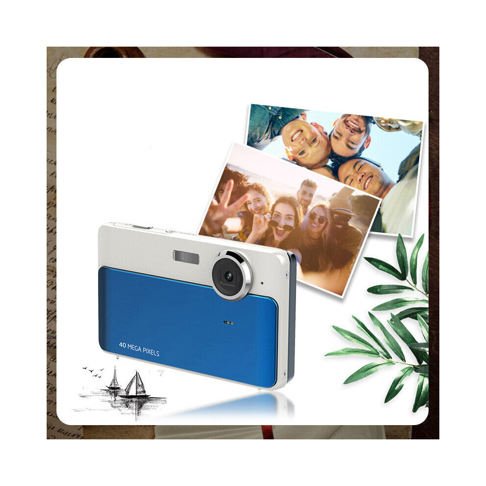 (Blue) Digital Retro Camera 2.4 inch IPS HD Screen Anti-shake Camcorder DV Cam 24MP 1080P