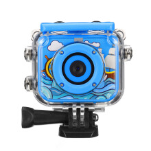(Blue, A) 1080P HD Mini Children Digital Waterproof Camera Anti-Fall Kid Sports Camera