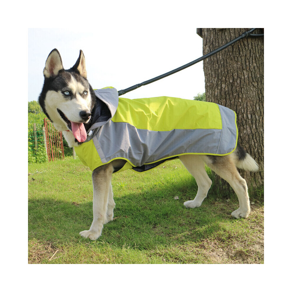 (Green, 2XL) Dog Raincoat Waterproof Clothes Jumpsuit Hooded Overalls Cloak Labrador