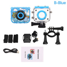 (Blue, B) 1080P HD Mini Children Digital Waterproof Camera Anti-Fall Kid Sports Camera