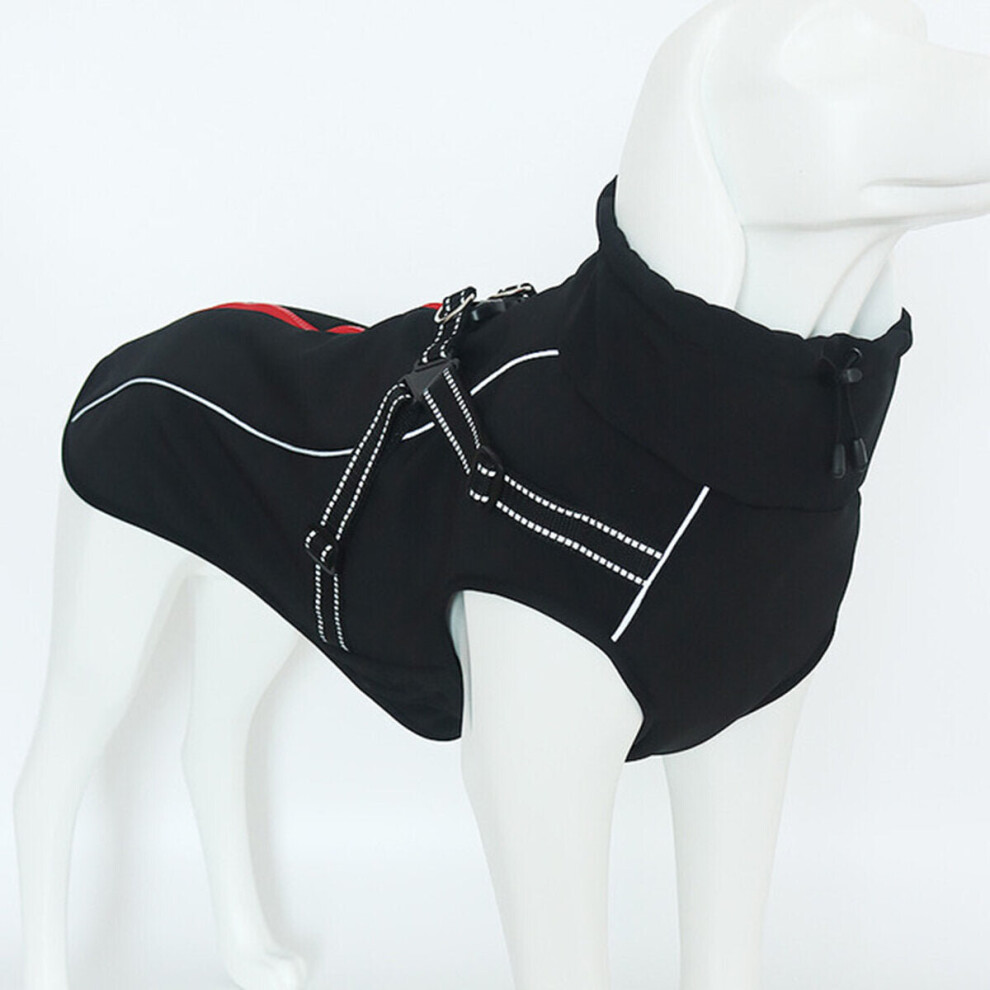 (Black, S) Waterproof Dog Jacket Reflective Large Clothes Coats Winter Warm Outdoor Suit