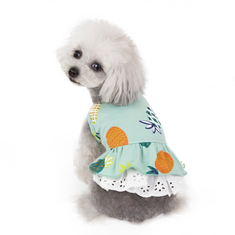 (Green, L) Pattern Pet Skirt Spring And Summer Cat And Dog Clothes