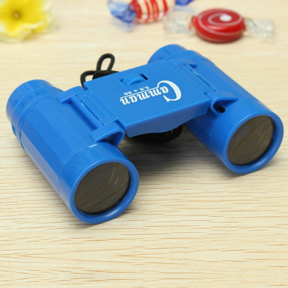 (Blue) Children's 2.5 x 26 Magnification Toy Binocular Telescope + Neck Tie Strap