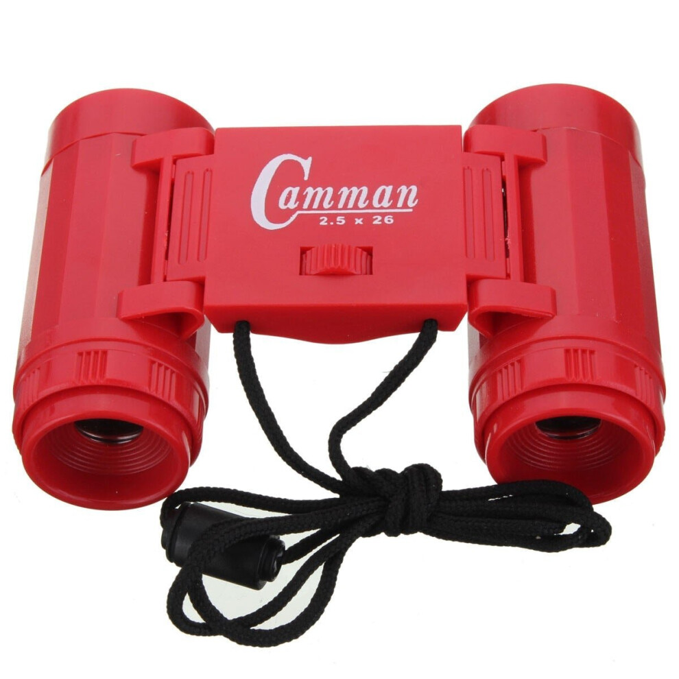 (Red) Children's 2.5 x 26 Magnification Toy Binocular Telescope + Neck Tie Strap