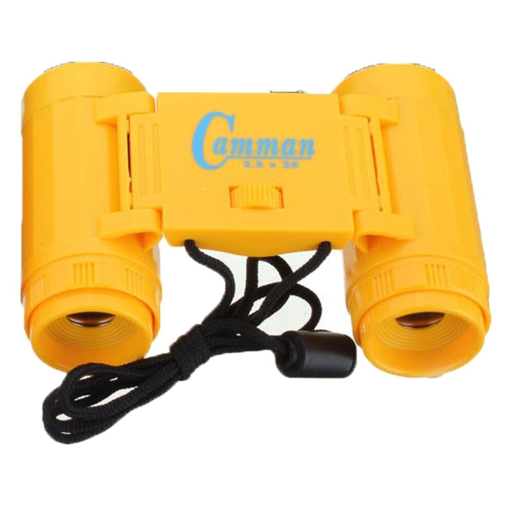 (Yellow) Children's 2.5 x 26 Magnification Toy Binocular Telescope + Neck Tie Strap