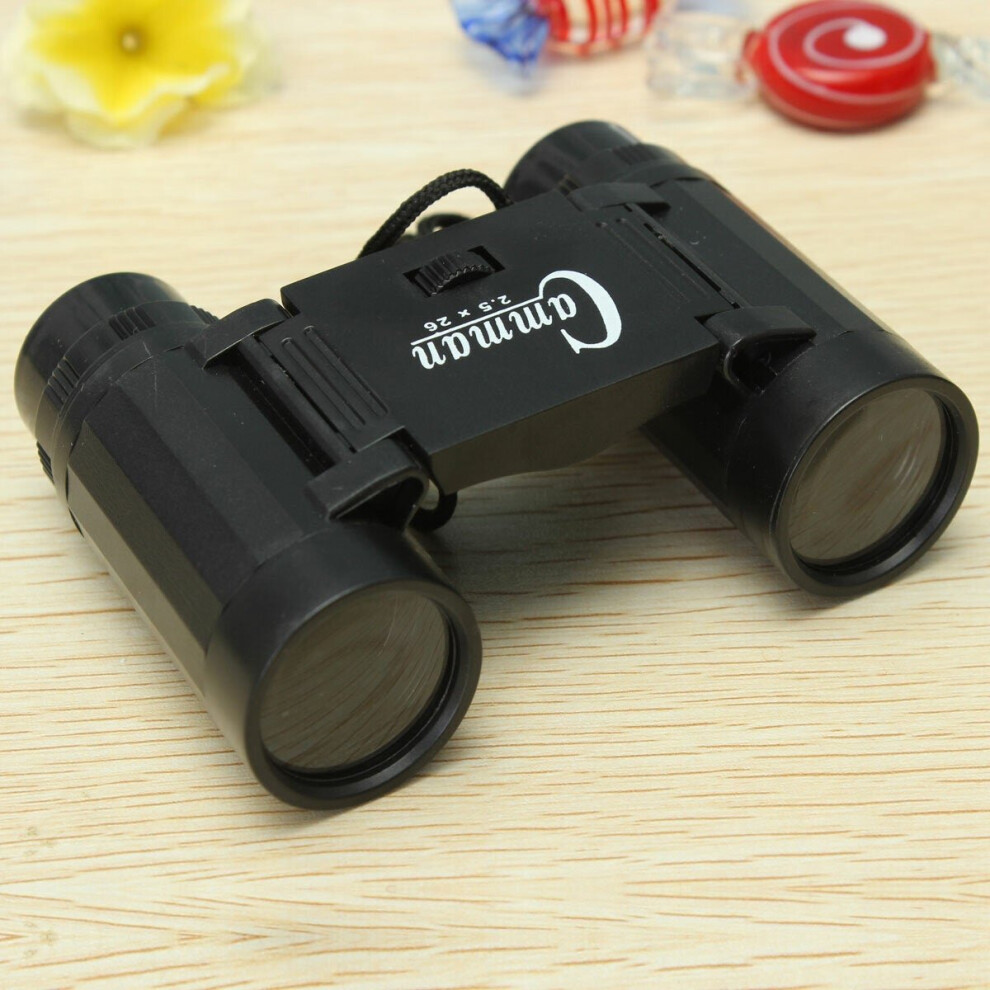 (Black) Children's 2.5 x 26 Magnification Toy Binocular Telescope + Neck Tie Strap