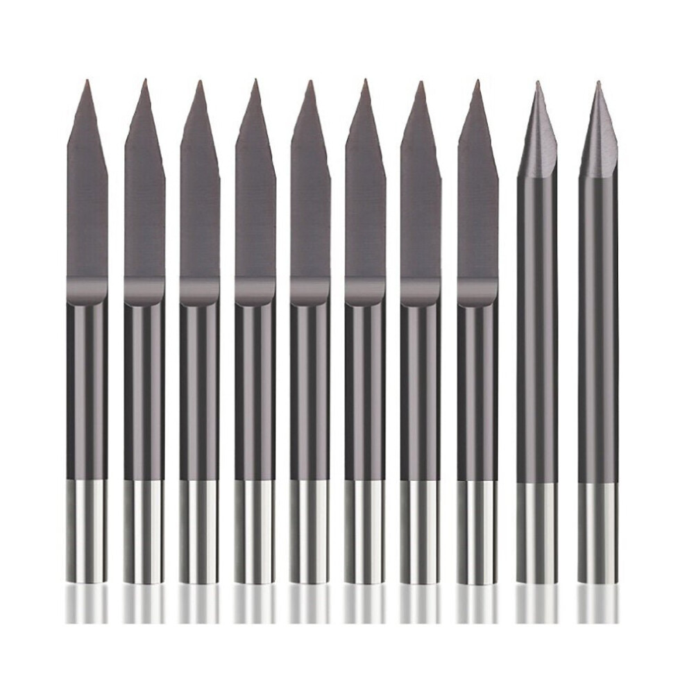 (0.2mm) 10Pcs 3.175mm Shank 30 Degree 0.1/0.2mm Tip V-shaped Engraving Drill Bit for Engraver CNC Router