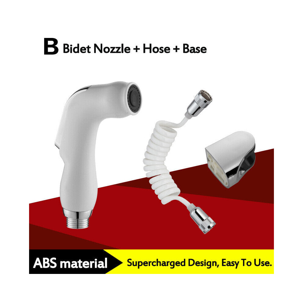 (white) Handheld Toilet Bidet Sprayer Bathroom Nozzle Shower Water Spray Head Booster Kit With Switch