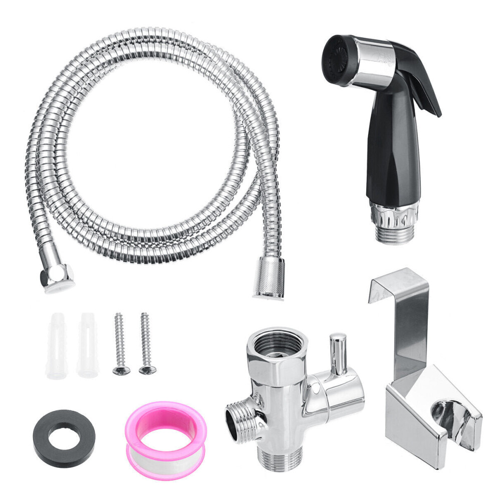 (7/8" thread(North American Standard)) Handheld Shower Head Holder Bidet Toilet Sprayer Set Kit Hose Shattaf Adapter