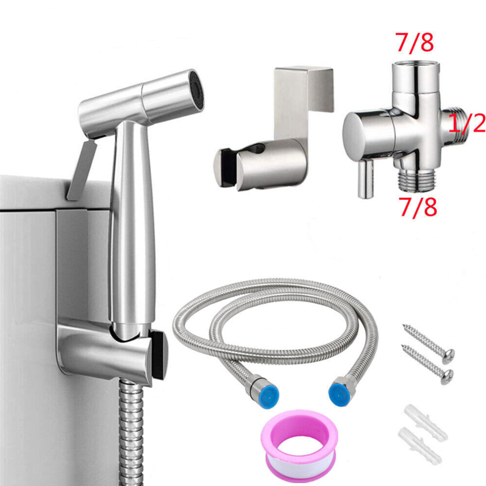 (7/8 Inch) Handheld Bidet Sprayer for Toilet Adjustable Pressure Faucet Diaper Set with Hose Attachment Bathroom