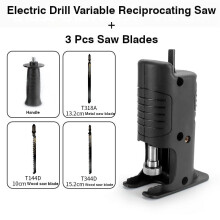 (B: Electric Drill Variable Reciprocating Saw+3Pcs Saw Blade) Reciprocating Saw Attachment Adapter Change Electric Drill Into Reciprocating Saw for Wood Cutting
