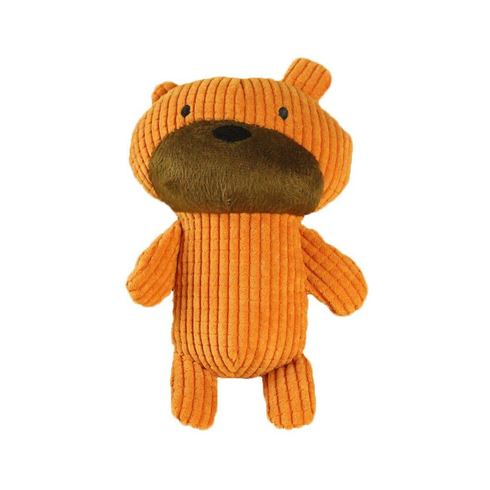 (Orange, Plush) Pet Dog Toy Bear Shaped Chew Squeaky Toys for Puppy Animal Playing Stuffed Pet Toys