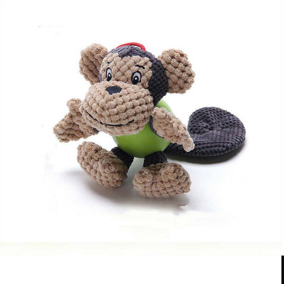 (Monkey) Corduroy Rubber Plush Pet Dog Doll Toy Multi Shaped Chew Squeaky Toys for Puppy Animal Playing Stuffed Pet Toys