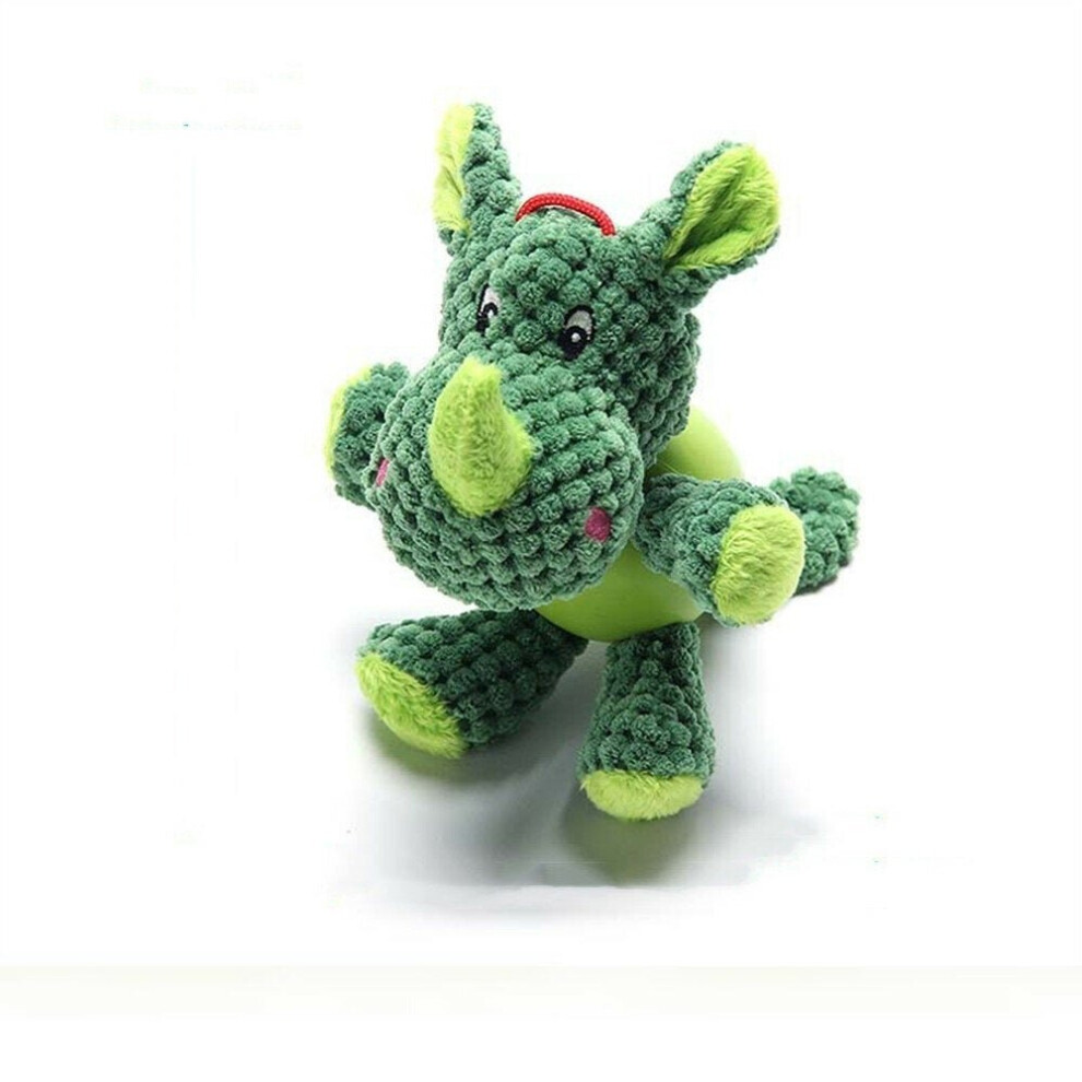 (Rhino) Corduroy Rubber Plush Pet Dog Doll Toy Multi Shaped Chew Squeaky Toys for Puppy Animal Playing Stuffed Pet Toys